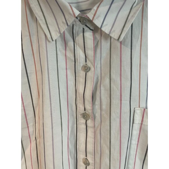 Maurices Womens Striped Button-Down Shirt 2X 100% Cotton White Multi-Color - Picture 5 of 13